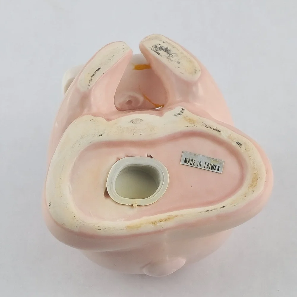 Vintage Pink Piggy No More Pigging Out Pepper Shaker Ceramic Novelty Pig Taiwan